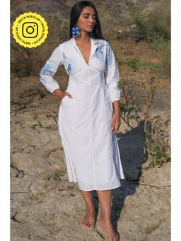 Okhai - Waterfall' Pure Cotton Hand Embroidered Mirror Work Dress