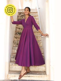 Okhai - Palatial Hand-Embroidered Beadwork Pure Cotton Flared Dress