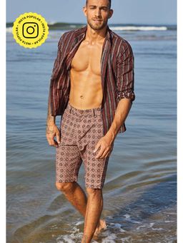 Okhai - Resilience' Pure Cotton Ajrakh Brown Short