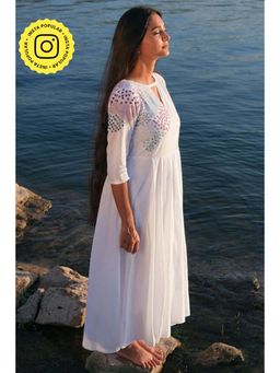Okhai - Confluence' Pure Cotton Hand Embroidered Mirror Work Dress