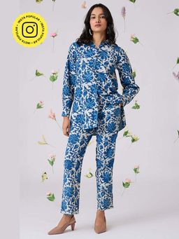 Okhai - Rozana Handblock Printed Pure Cotton Shirt Pant Set