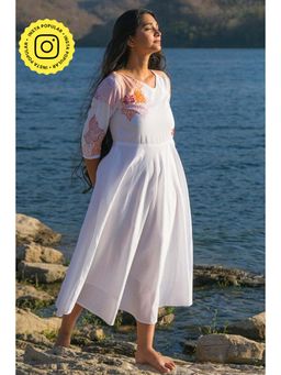 Okhai - Riverside' Pure Cotton Hand Embroidered Mirror Work Dress