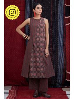 Okhai - Dabu Cotton Ajrakh Brown Kurta With Pant