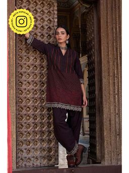 Okhai - Sindhu Cotton Ajrakh Black Kurta With Salwar