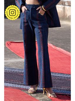 Okhai - Trefoil Cotton Twill Ajrakh Indigo Pant