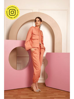 STTAVOSS - Simona Peach Solid Co-Ord (Set of 2)