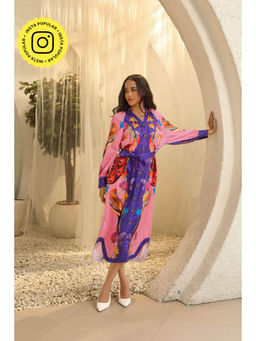 STTAVOSS - Purple Printed Fiore Dress with Belt (Set of 2)