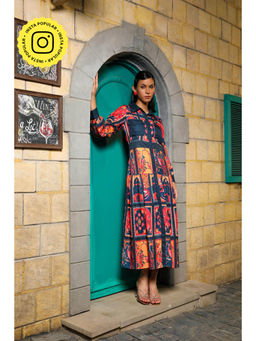 STTAVOSS - Navy Blue Printed Erica Dress