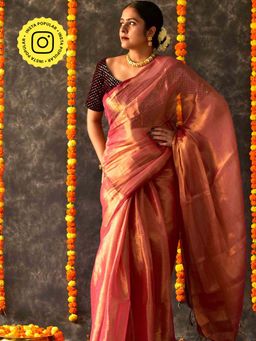 Sundarii - Gulabo Tissue Saree without Blouse