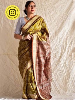 Sundarii - Hidden Gem Handwoven Ikat Saree without Blouse