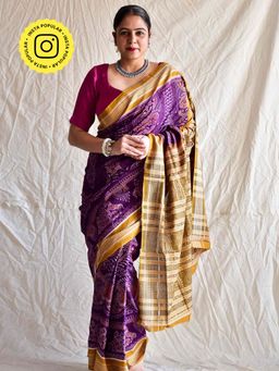 Sundarii - Sartaj Handwoven Ikat Saree without Blouse