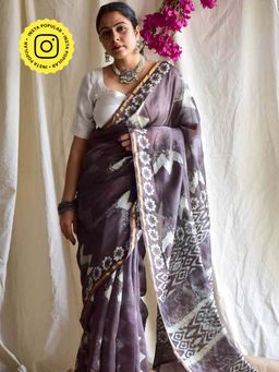 Sundarii - Mehfooz Dabu Chanderi Silk Saree without Blouse