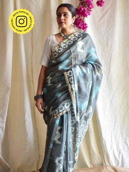 Sundarii - Ruhaniyat Dabu Chanderi Silk Saree without Blouse