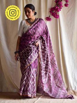 Sundarii - Misri Dabu Chanderi Silk Saree without Blouse