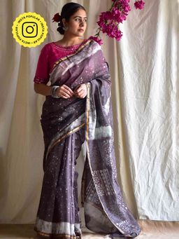 Sundarii - Mausiki Dabu Chanderi Silk Saree without Blouse