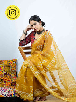 Sundarii - Ehsaan Kota Doria Saree with Unstitched Blouse