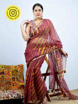 Sundarii - Barkha Kota Doria Saree with Unstitched Blouse