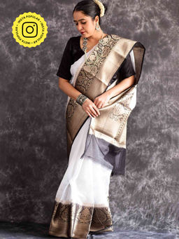 Sundarii - Milan-Linen Zari Saree with Unstitched Blouse