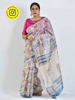 Sundarii - Tum Ho Dabu Chanderi Silk Floral Saree with Unstitched Blouse