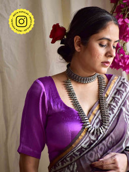 Sundarii - Mermont Purple Mashru Silk Solid Blouse