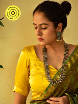 Sundarii - Raunak Yellow Mashru Silk Solid Blouse