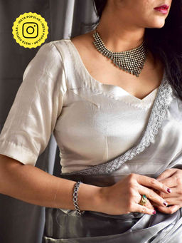 Sundarii - Riwayat White Mashru Silk Solid Blouse