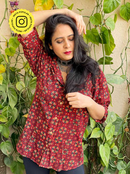 Sundarii - Humming Ajrakh Hand Block Printed Shirt
