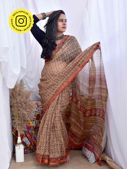 Sundarii - Tripti - Dabu Kota Doria Saree with Unstitched Blouse