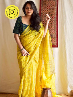 Sundarii - Suraj Mukhi - Jute Jamdani Pallu Saree with Unstitched Blouse