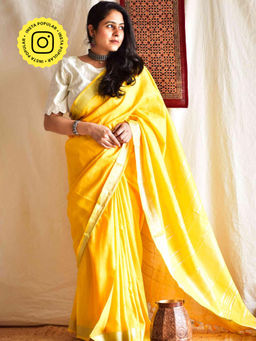Sundarii - Gehraiyaan - Cotton Zari Border Saree with Unstitched Blouse