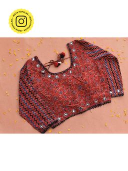 Sundarii - Ajrakh Hand Block Kutch Mirror Work Stitched Blouse