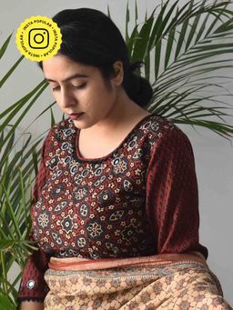 Sundarii - Ajrakh Hand Block Kutch Mirror Work Stitched Blouse