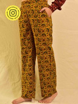 Sundarii - Mithaas Floral Print Handblock Ajrakh Pant