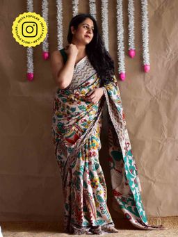 Sundarii - Ranjha Kalamkari Printed Saree with Unstitched Blouse