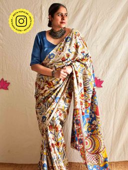 Sundarii - Rangeeniyan Kalamkari Printed Saree with Unstitched Blouse