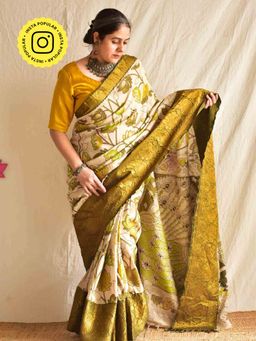 Sundarii - Shanaya Kalamkari Printed Silk Zari Saree with Unstitched Blouse
