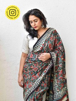 Sundarii - Multi-Color Printed Saree with Unstitched Blouse