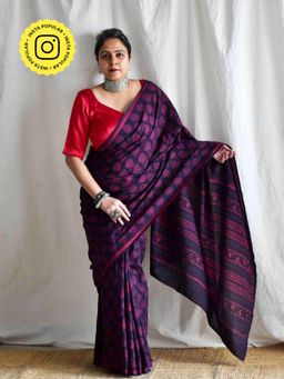 Sundarii - Jwalini - Mul Cotton Saree with Unstitched Blouse