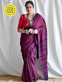 Sundarii - Surya Kanti - Mul Cotton Saree with Unstitched Blouse