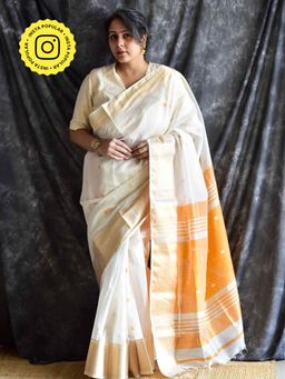 Sundarii - Sitara - Maheshwari Handloom Silk Saree with Unstitched Blouse