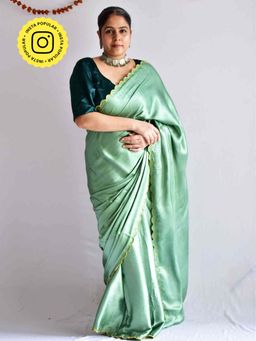 Sundarii - Oliver - Solid Mashru Silk Saree with Unstitched Blouse