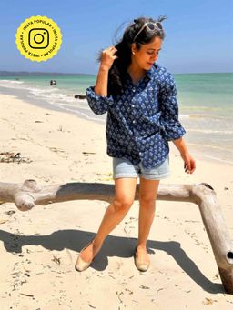 Sundarii - Melora Dabu Hand Block Printed Blue Shirt