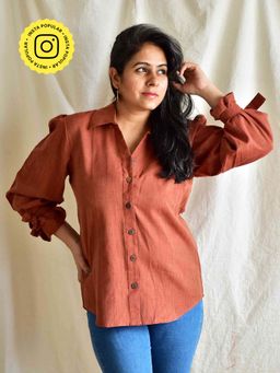 Sundarii - Emu Handwoven Organic Cotton Rust Shirt