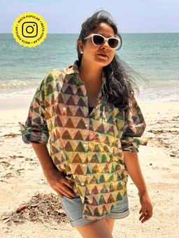 Sundarii - Pyramids Oversized Multi-Color Shirt