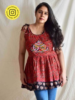 Sundarii - Mishri Ajrakh Mirror Work Top