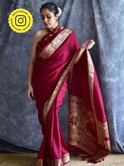 Sundarii - Rudra Raga Dola Silk Zari Pallu Saree and Unstitched Blouse