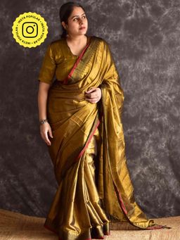 Sundarii - Gold Cleopatra- Tissue Saree with Unstitched Blouse