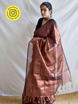 Sundarii - Copper Reema - Tissue Saree with Unstitched Blouse