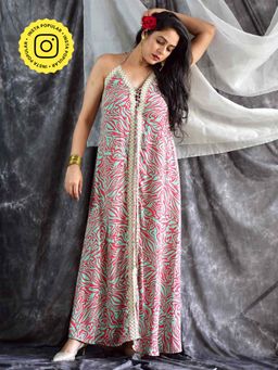 Sundarii - Lara Halter Neck Printed Dress