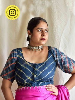 Sundarii - Blue Leher Tie & Dye Stitched Blouse